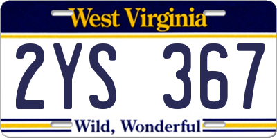 WV license plate 2YS367