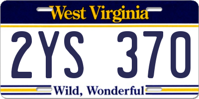 WV license plate 2YS370