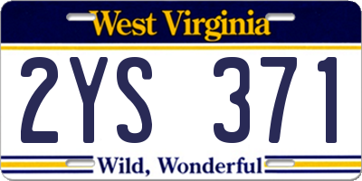 WV license plate 2YS371