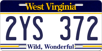 WV license plate 2YS372