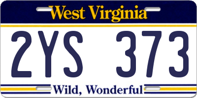 WV license plate 2YS373