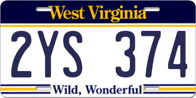 WV license plate 2YS374