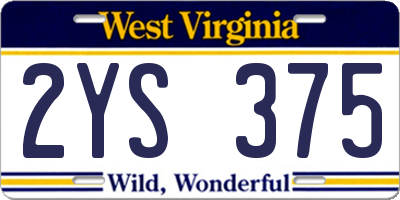 WV license plate 2YS375