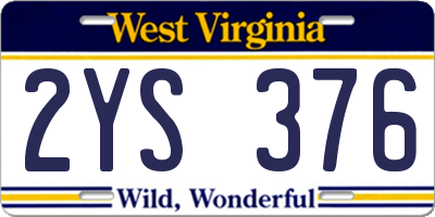 WV license plate 2YS376