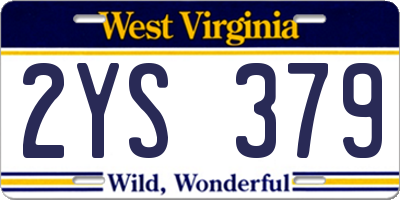 WV license plate 2YS379