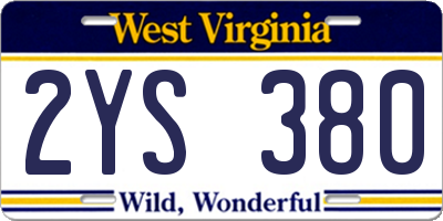 WV license plate 2YS380