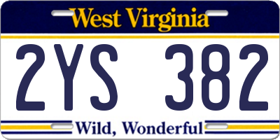 WV license plate 2YS382