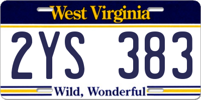 WV license plate 2YS383
