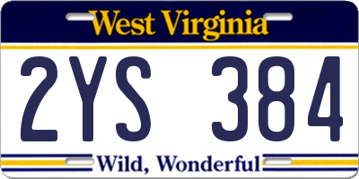 WV license plate 2YS384