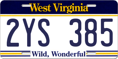 WV license plate 2YS385