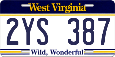 WV license plate 2YS387