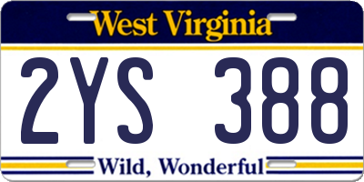 WV license plate 2YS388