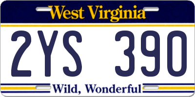 WV license plate 2YS390