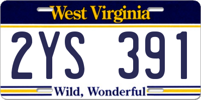 WV license plate 2YS391