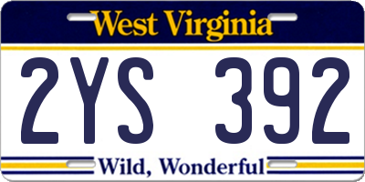 WV license plate 2YS392