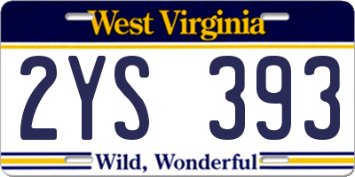 WV license plate 2YS393