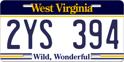 WV license plate 2YS394