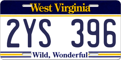 WV license plate 2YS396