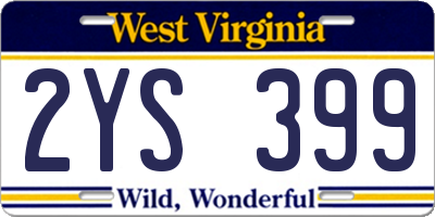 WV license plate 2YS399