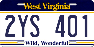 WV license plate 2YS401