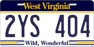 WV license plate 2YS404
