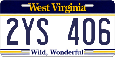 WV license plate 2YS406