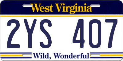 WV license plate 2YS407