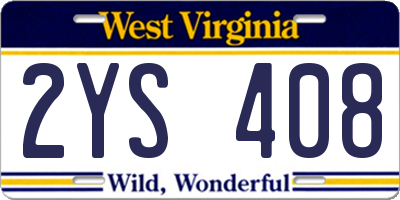 WV license plate 2YS408