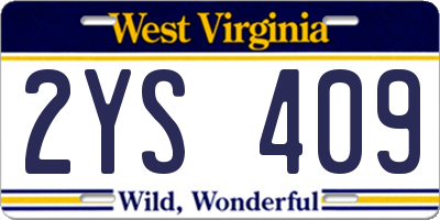 WV license plate 2YS409