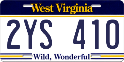 WV license plate 2YS410