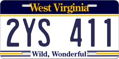 WV license plate 2YS411
