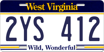 WV license plate 2YS412