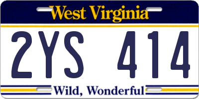 WV license plate 2YS414