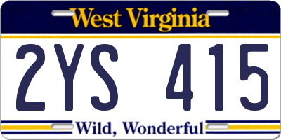 WV license plate 2YS415