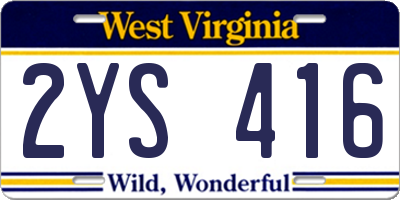 WV license plate 2YS416