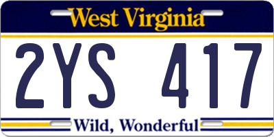 WV license plate 2YS417