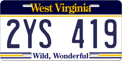 WV license plate 2YS419