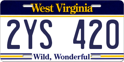 WV license plate 2YS420