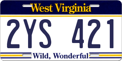WV license plate 2YS421