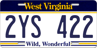 WV license plate 2YS422