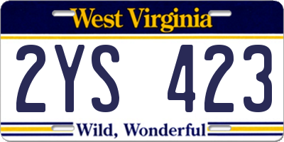 WV license plate 2YS423