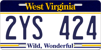 WV license plate 2YS424