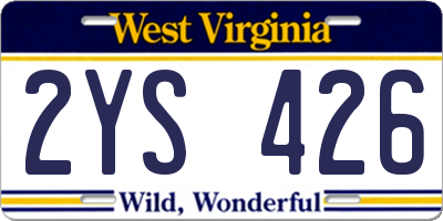 WV license plate 2YS426