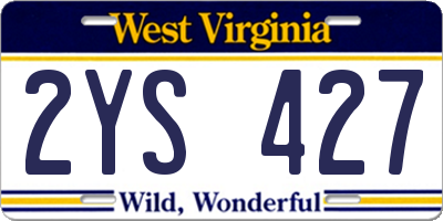 WV license plate 2YS427