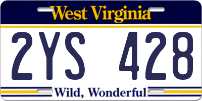 WV license plate 2YS428