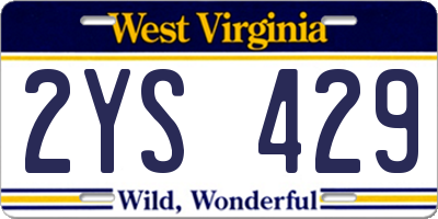 WV license plate 2YS429