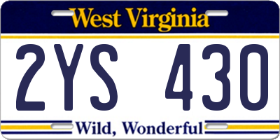 WV license plate 2YS430