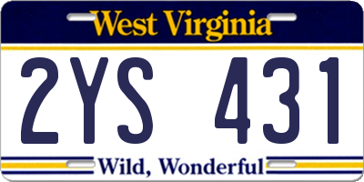 WV license plate 2YS431