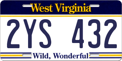 WV license plate 2YS432