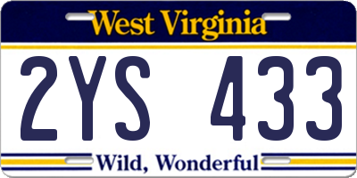 WV license plate 2YS433